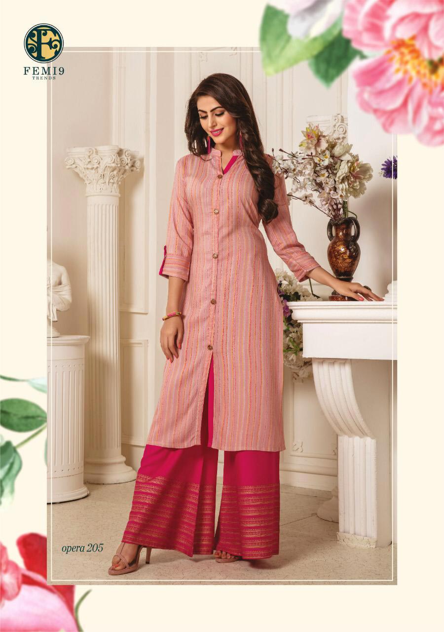 Opera Vol 2 By Femi9 Rayon Print Beautiful Kurtis With Palazzo Set Opera Vol 2 By Femi9 Rayon Print Beautiful Kurtis With Palazzo Set